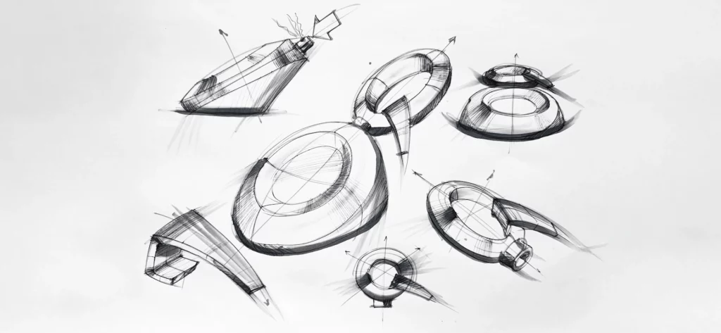 Scent of Qui perfume bottle design by Erahaus professional sketch