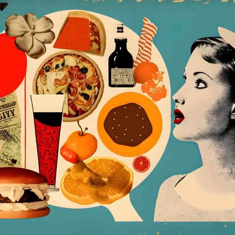 retro-collage-woman-food-retaurant-marketing-strategies-concept