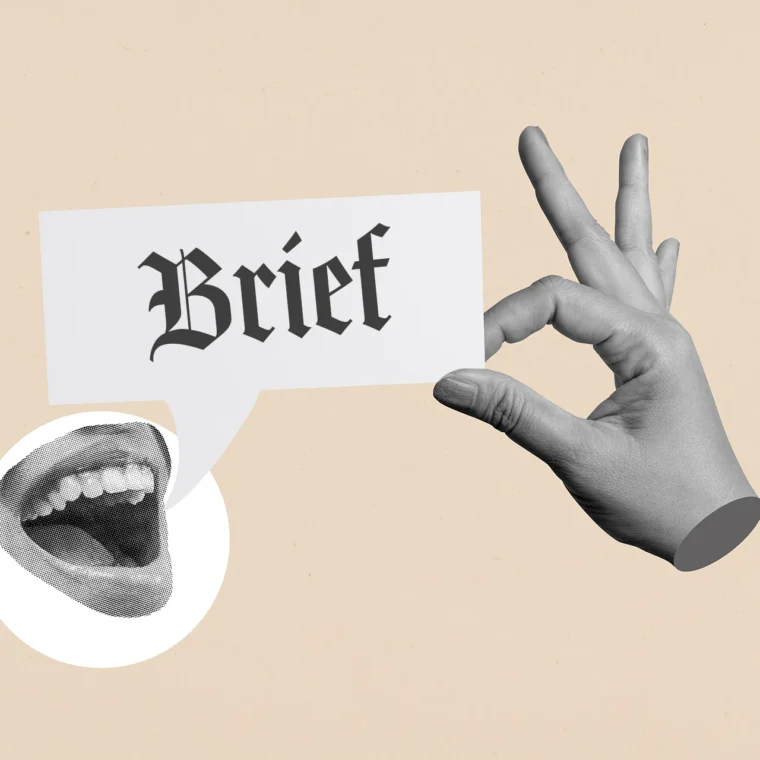 A minimalist digital workspace showing a strategic document outlining how to write a creative brief for an ecommerce web design build.